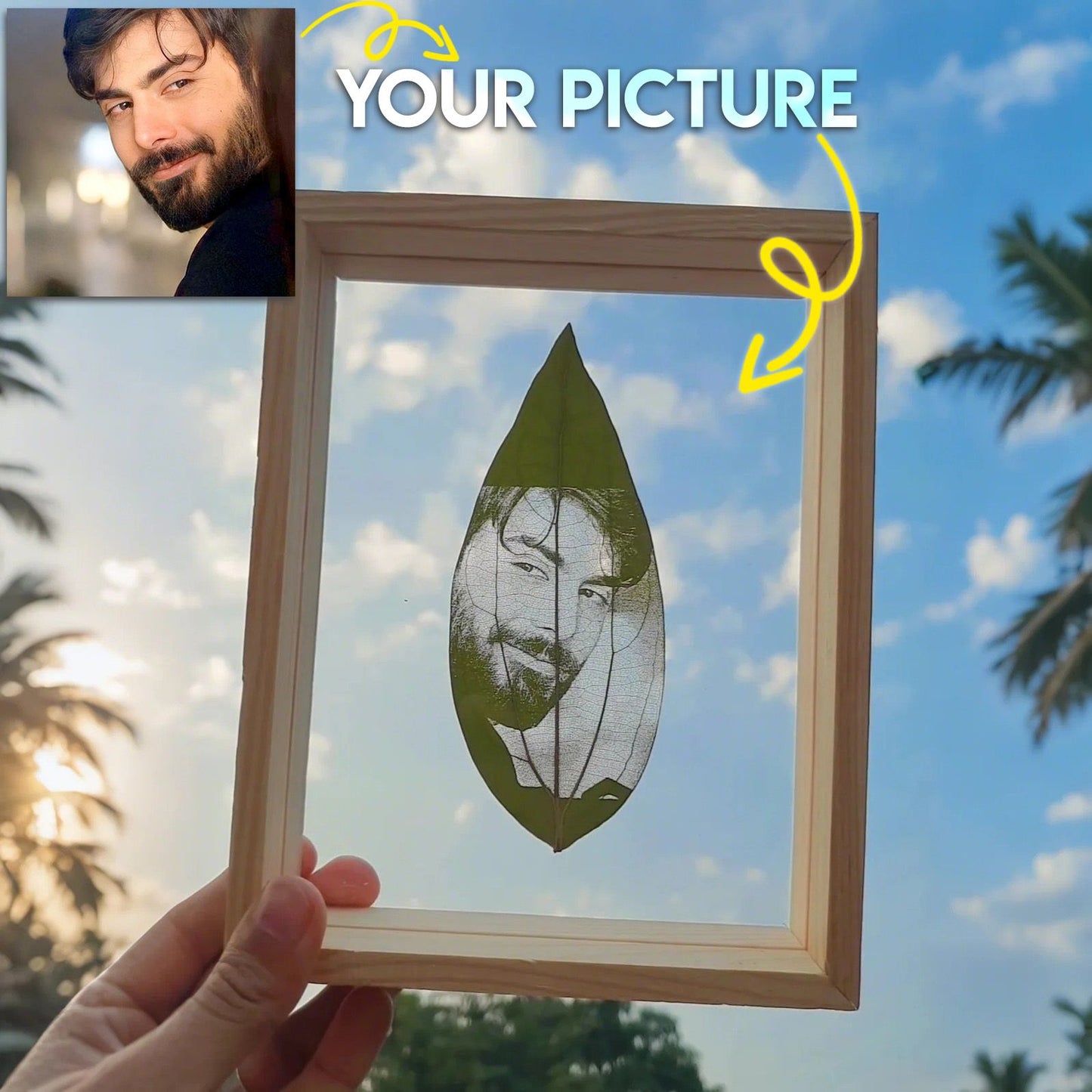 מסגרת עלה זיכרון חרוטה בהתאמה אישית